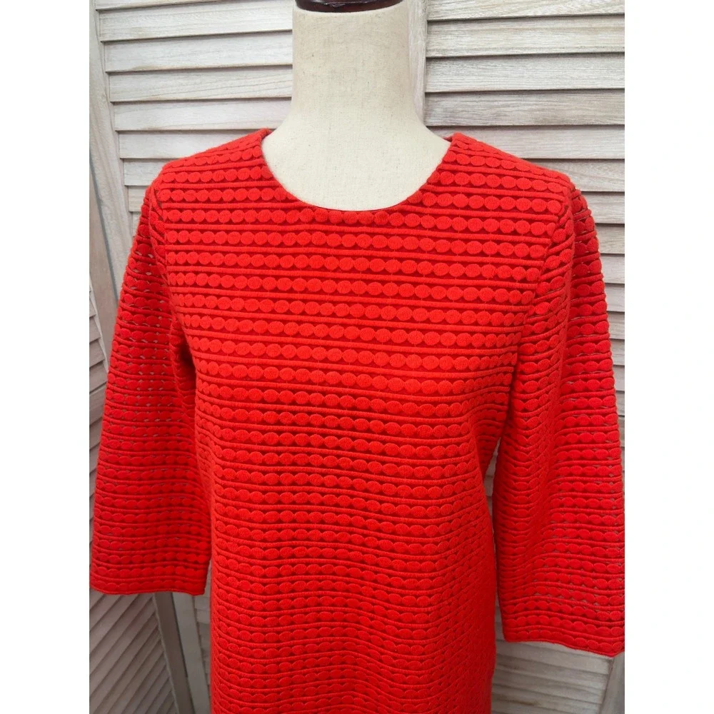 Kate Spade Shift Dress 8 Orange Textured Eyelet Mod Preppy Workwear